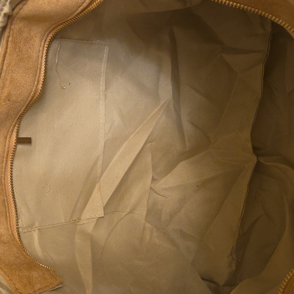 Tan faux fur plush Tote Bag, (16.5\